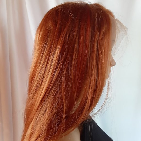 Ginger red lace front wig human hair blend. main image 3